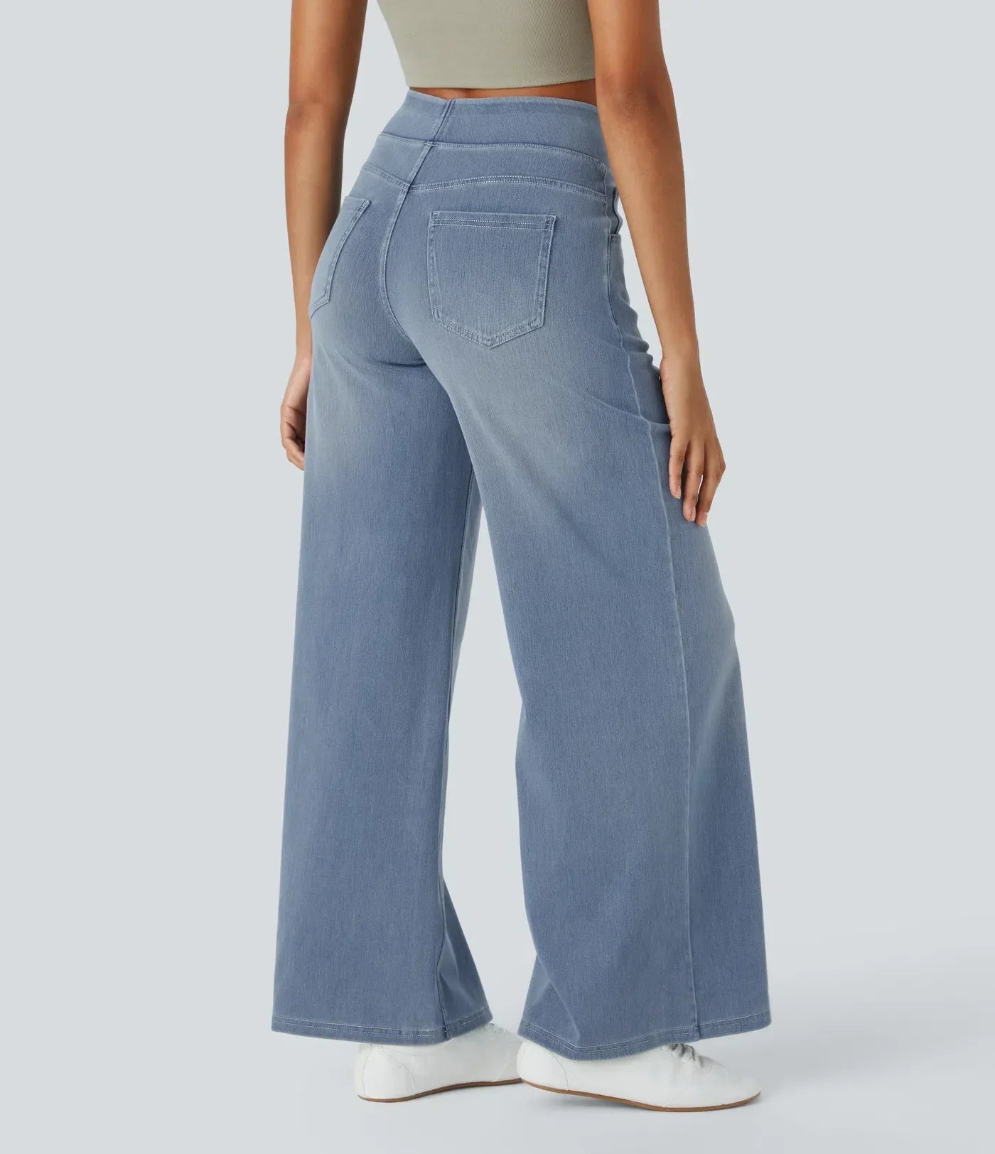 Women's High-Waisted Wide Leg Stretch Trousers