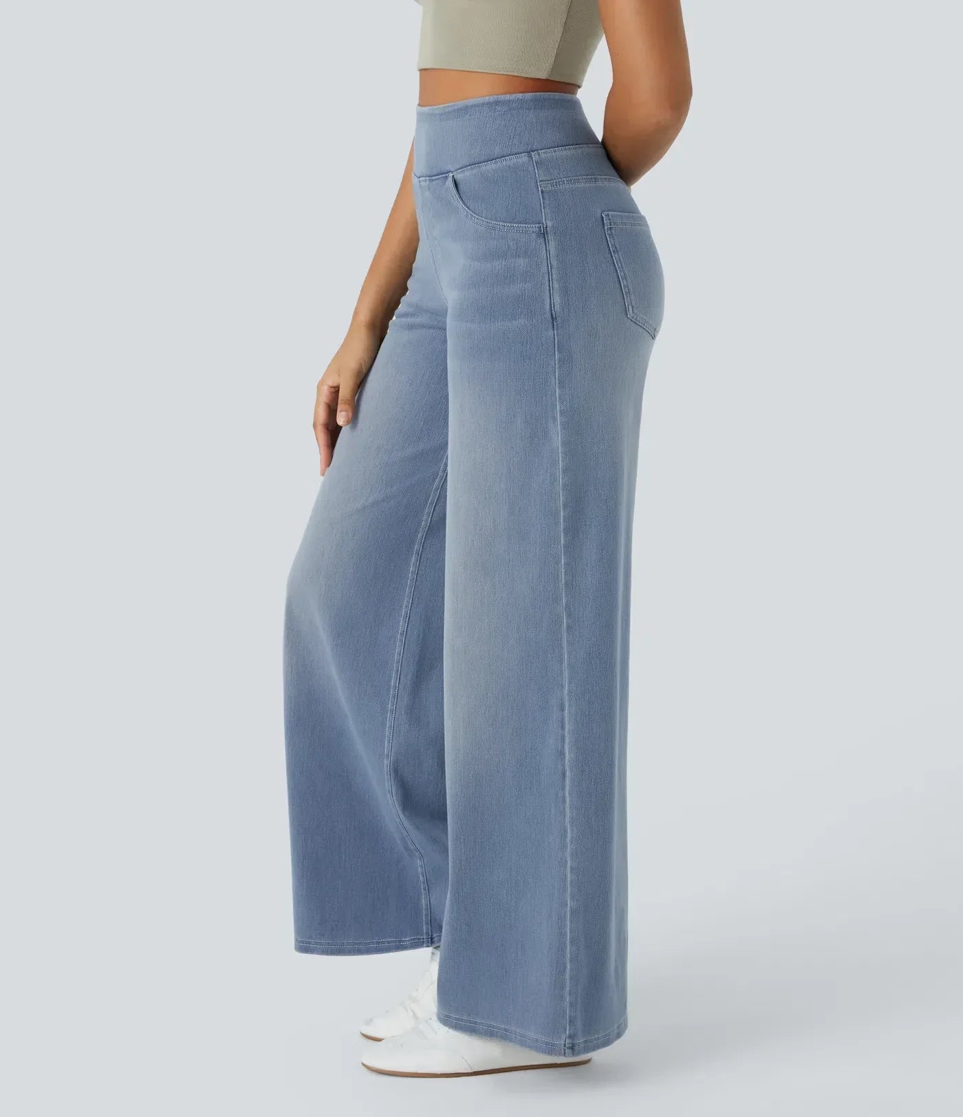 Women's High-Waisted Wide Leg Stretch Trousers