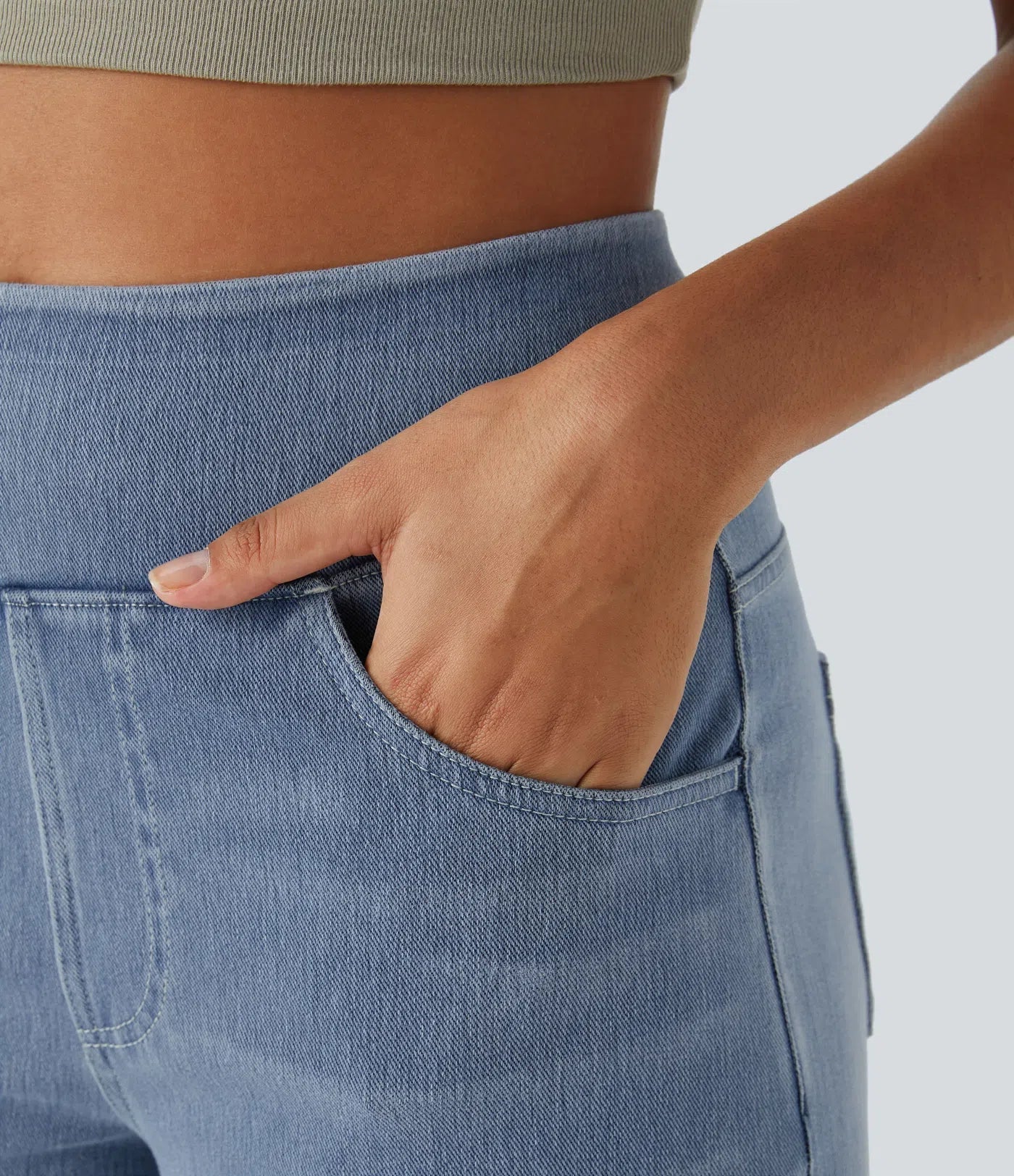 Women's High-Waisted Wide Leg Stretch Trousers
