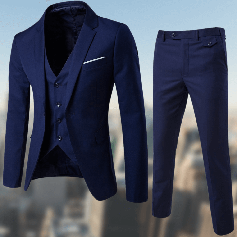 Notched Lapel Slim Fit Three Piece Suit