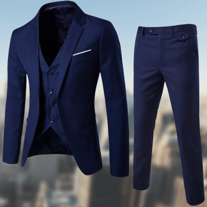 Notched Lapel Slim Fit Three Piece Suit