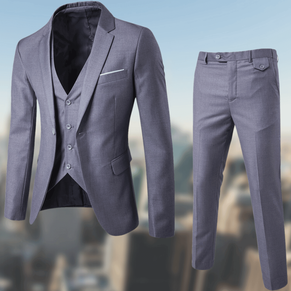 Notched Lapel Slim Fit Three Piece Suit