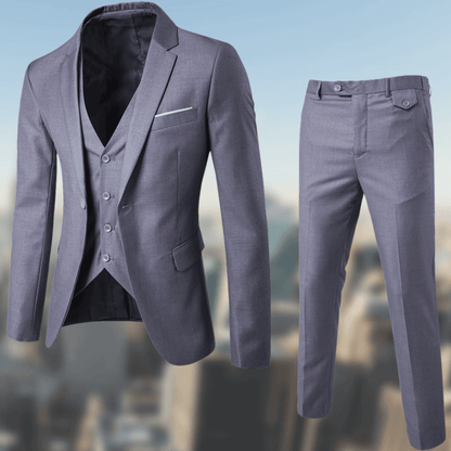 Notched Lapel Slim Fit Three Piece Suit