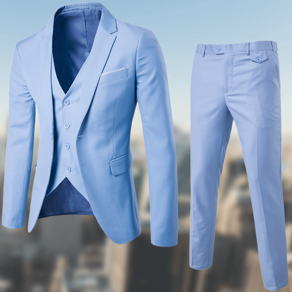 Notched Lapel Slim Fit Three Piece Suit
