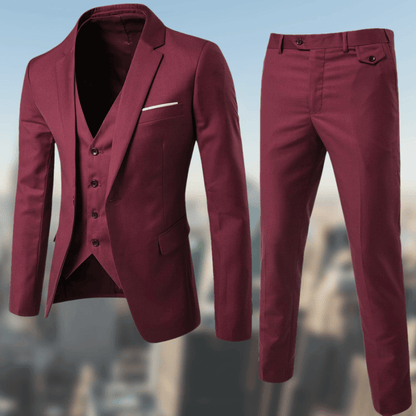 Notched Lapel Slim Fit Three Piece Suit