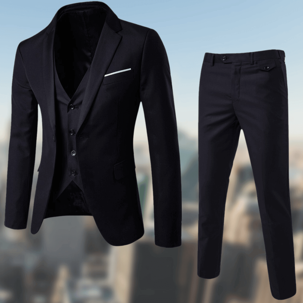 Notched Lapel Slim Fit Three Piece Suit