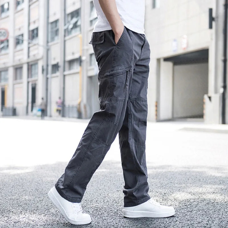 Pleatless Banded Zippered Baggy Uncuffed Long Trouser