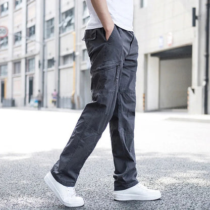 Pleatless Banded Zippered Baggy Uncuffed Long Trouser