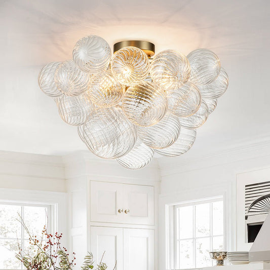 Ribbed Glass Bubble Chandelier