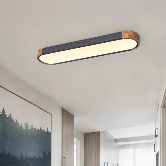 Flush Mount Ceiling Light with Wood Finish