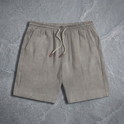 Drawstring Pocketed Solid Textured Loose Straight Shorts