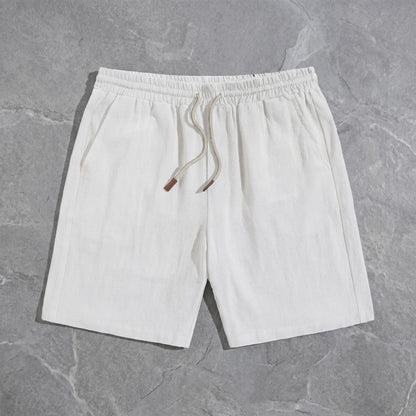 Drawstring Pocketed Solid Textured Loose Straight Shorts