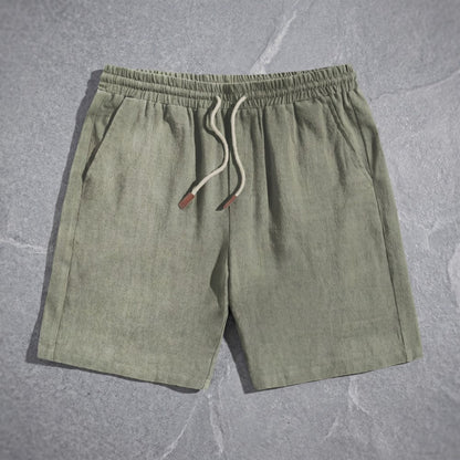 Drawstring Pocketed Solid Textured Loose Straight Shorts
