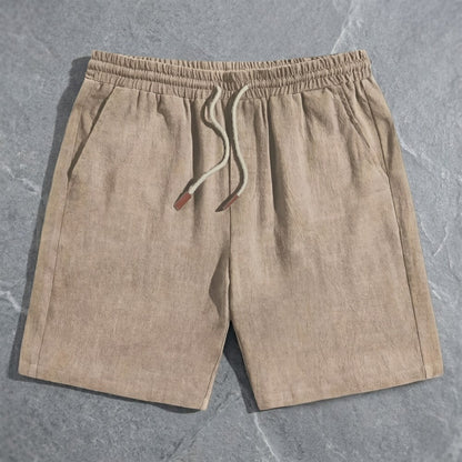 Drawstring Pocketed Solid Textured Loose Straight Shorts