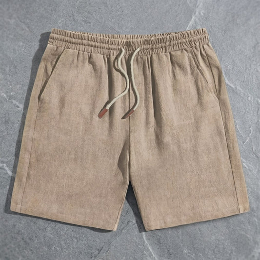 Drawstring Pocketed Solid Textured Loose Straight Shorts