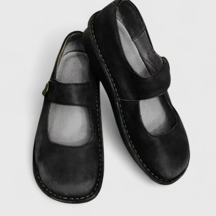 Adjustable Hook And Loop Strap Flat Shoes