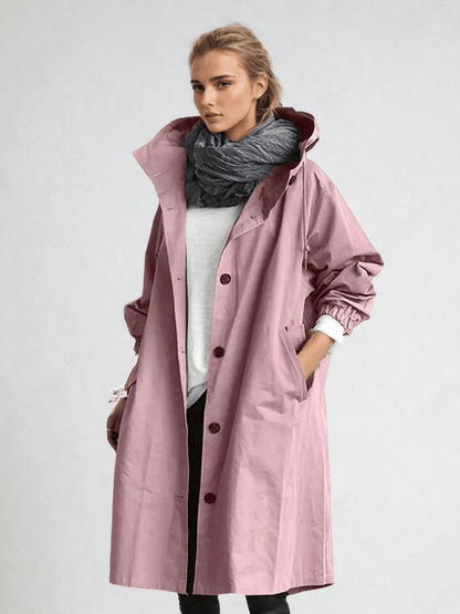 Hooded Buttoned Pocketed Relaxed Long Trench Coat