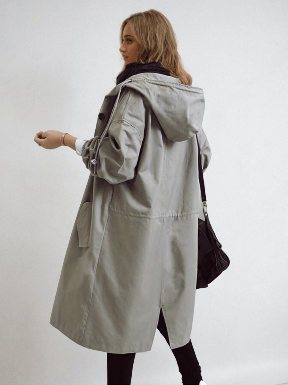 Hooded Buttoned Pocketed Relaxed Long Trench Coat