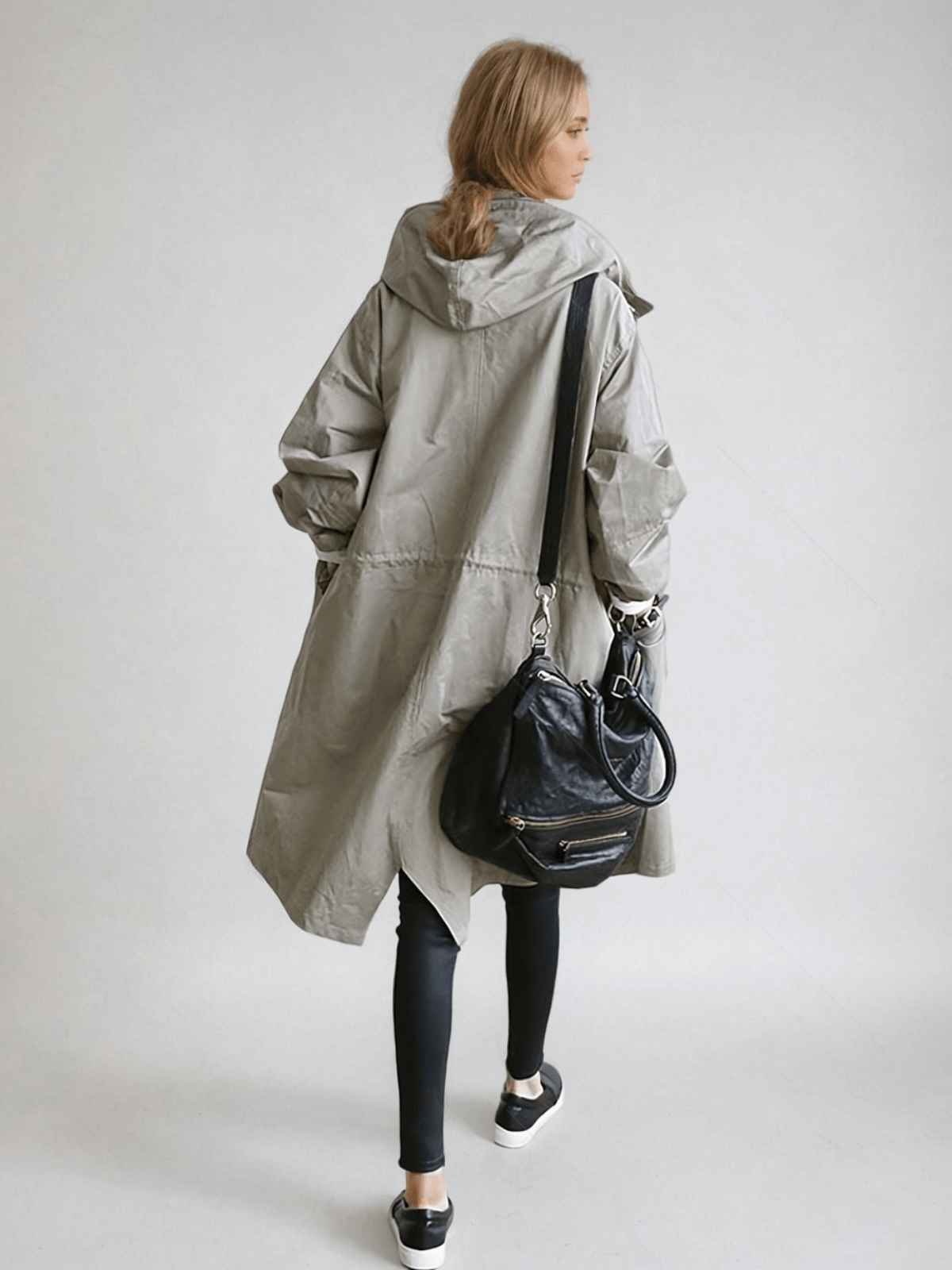 Hooded Buttoned Pocketed Relaxed Long Trench Coat