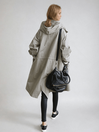 Hooded Buttoned Pocketed Relaxed Long Trench Coat