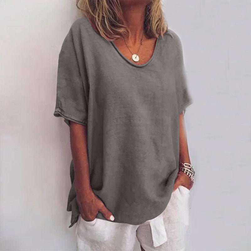 V Neck Short Sleeve Blouse