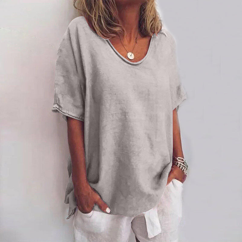 V Neck Short Sleeve Blouse