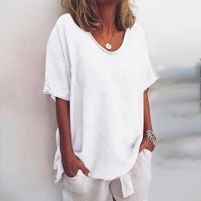 V Neck Short Sleeve Blouse