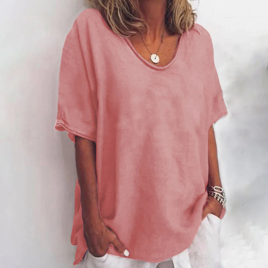 V Neck Short Sleeve Blouse