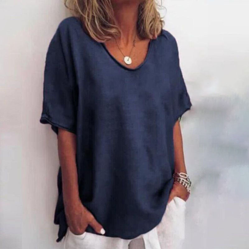 V Neck Short Sleeve Blouse