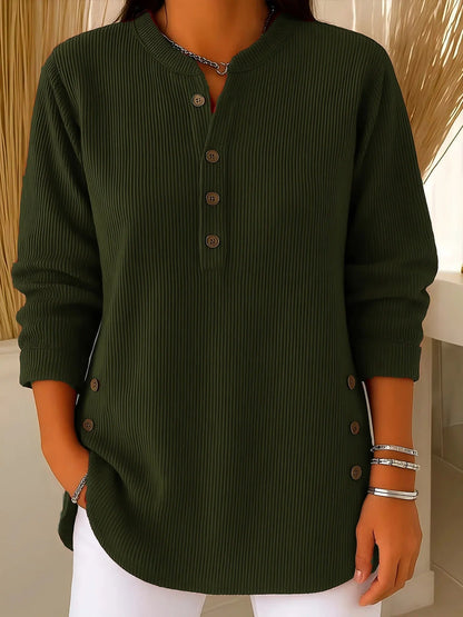 Women's Button Front Long Sleeve Ribbed Knit Sweater