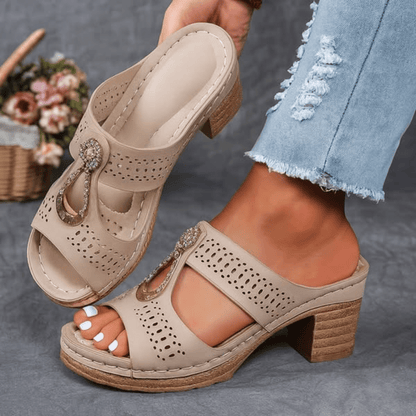 Platform Textured Stitching Slip On Sandals