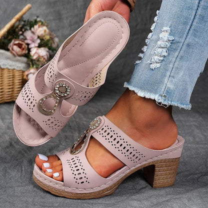 Platform Textured Stitching Slip On Sandals