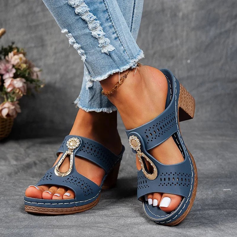 Platform Textured Stitching Slip On Sandals