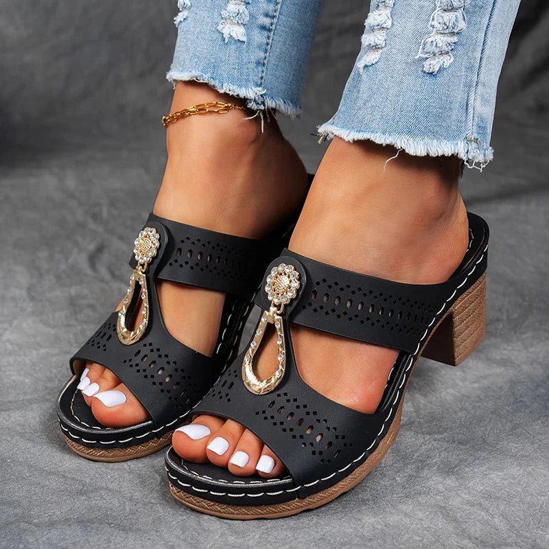 Platform Textured Stitching Slip On Sandals