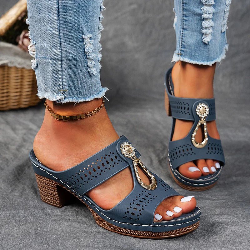 Platform Textured Stitching Slip On Sandals