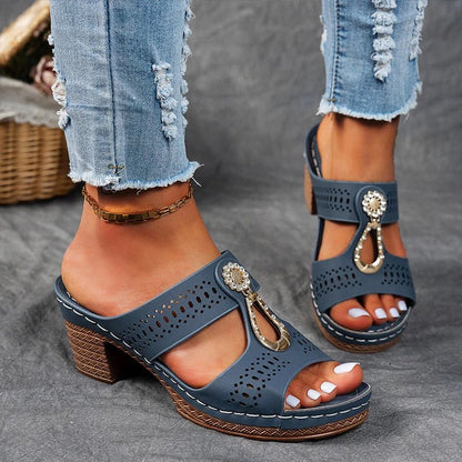 Platform Textured Stitching Slip On Sandals