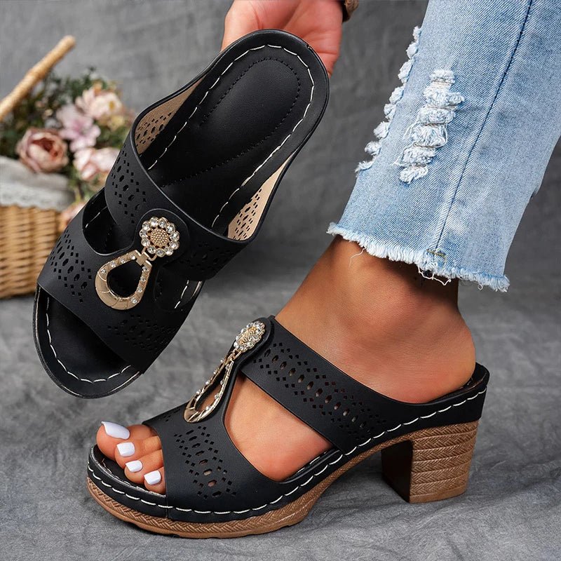 Platform Textured Stitching Slip On Sandals