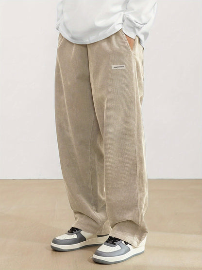 Ribbed Textured Straight Wide Leg Trousers