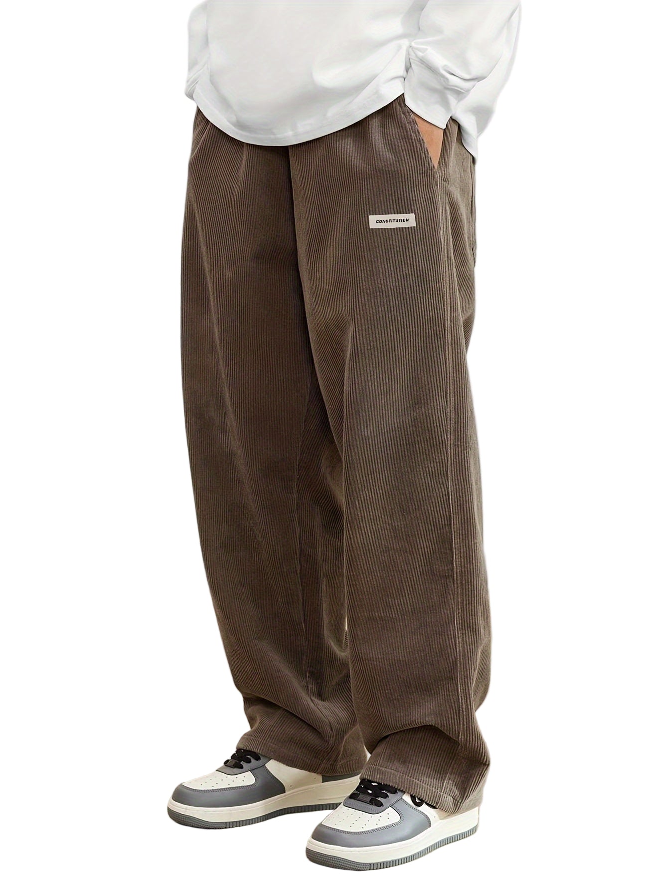 Ribbed Textured Straight Wide Leg Trousers
