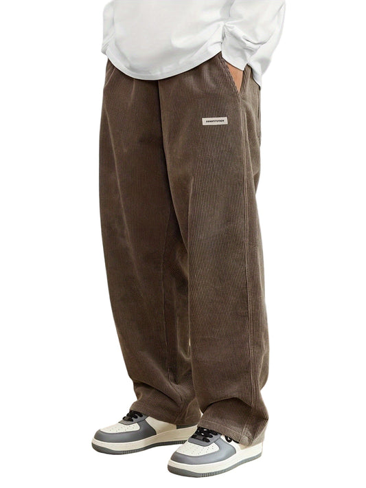Ribbed Textured Straight Wide Leg Trousers
