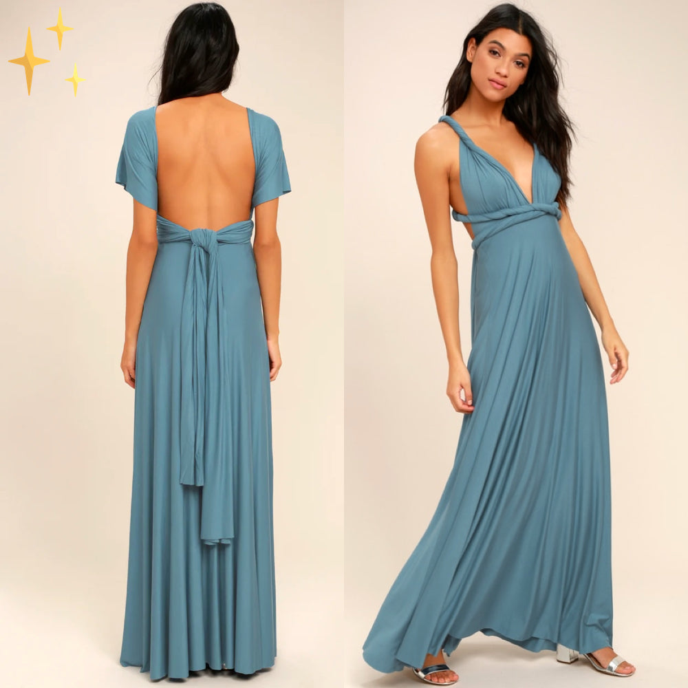 Sleeveless Multi Way Backless Convertible Maxi Dress