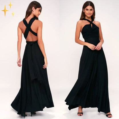 Sleeveless Multi Way Backless Convertible Maxi Dress
