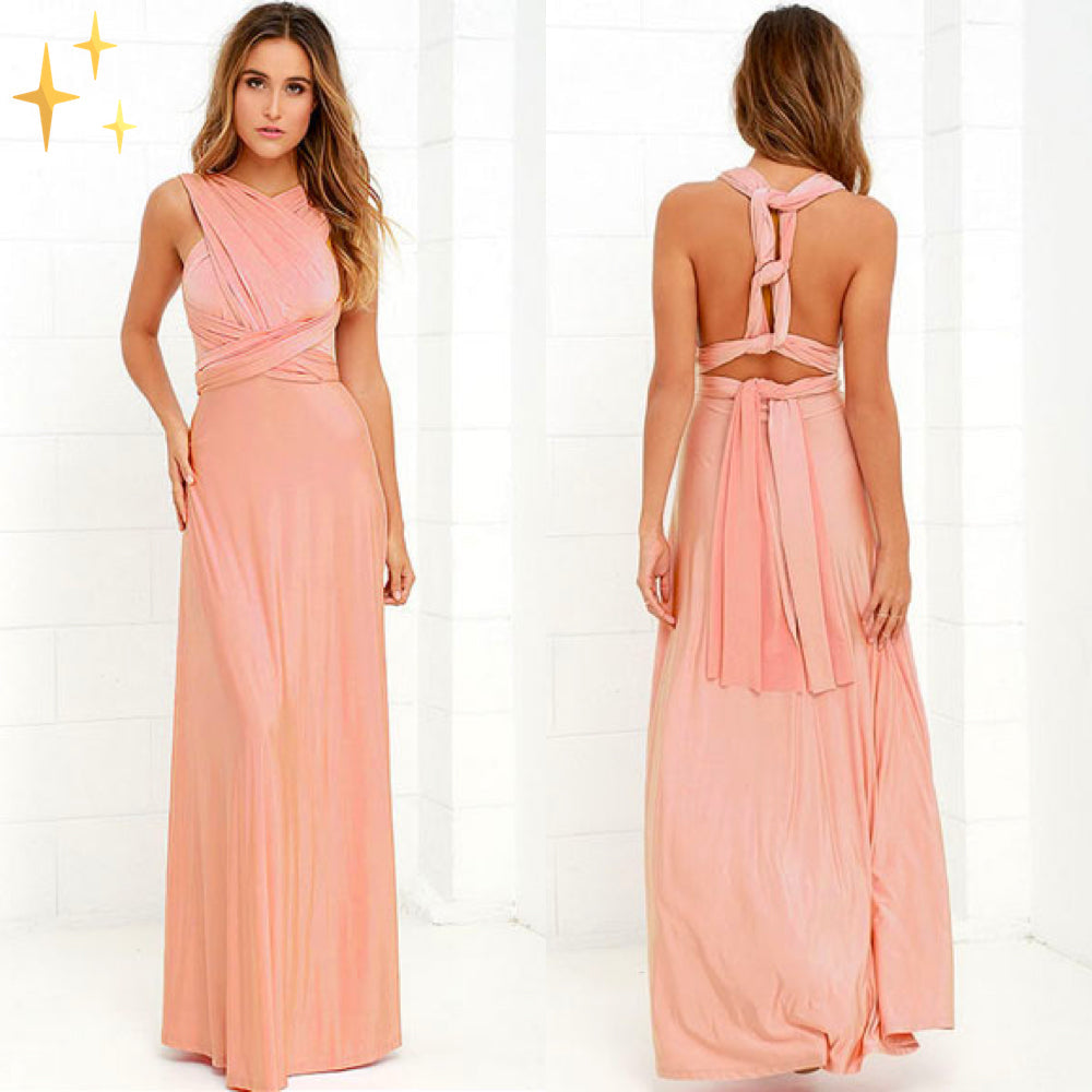Sleeveless Multi Way Backless Convertible Maxi Dress