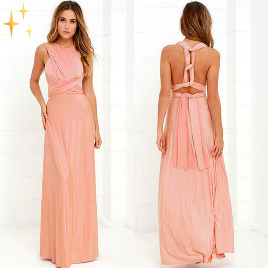 Sleeveless Multi Way Backless Convertible Maxi Dress
