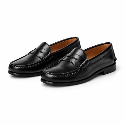 Slip On Textured Stitched Low Heel Loafers
