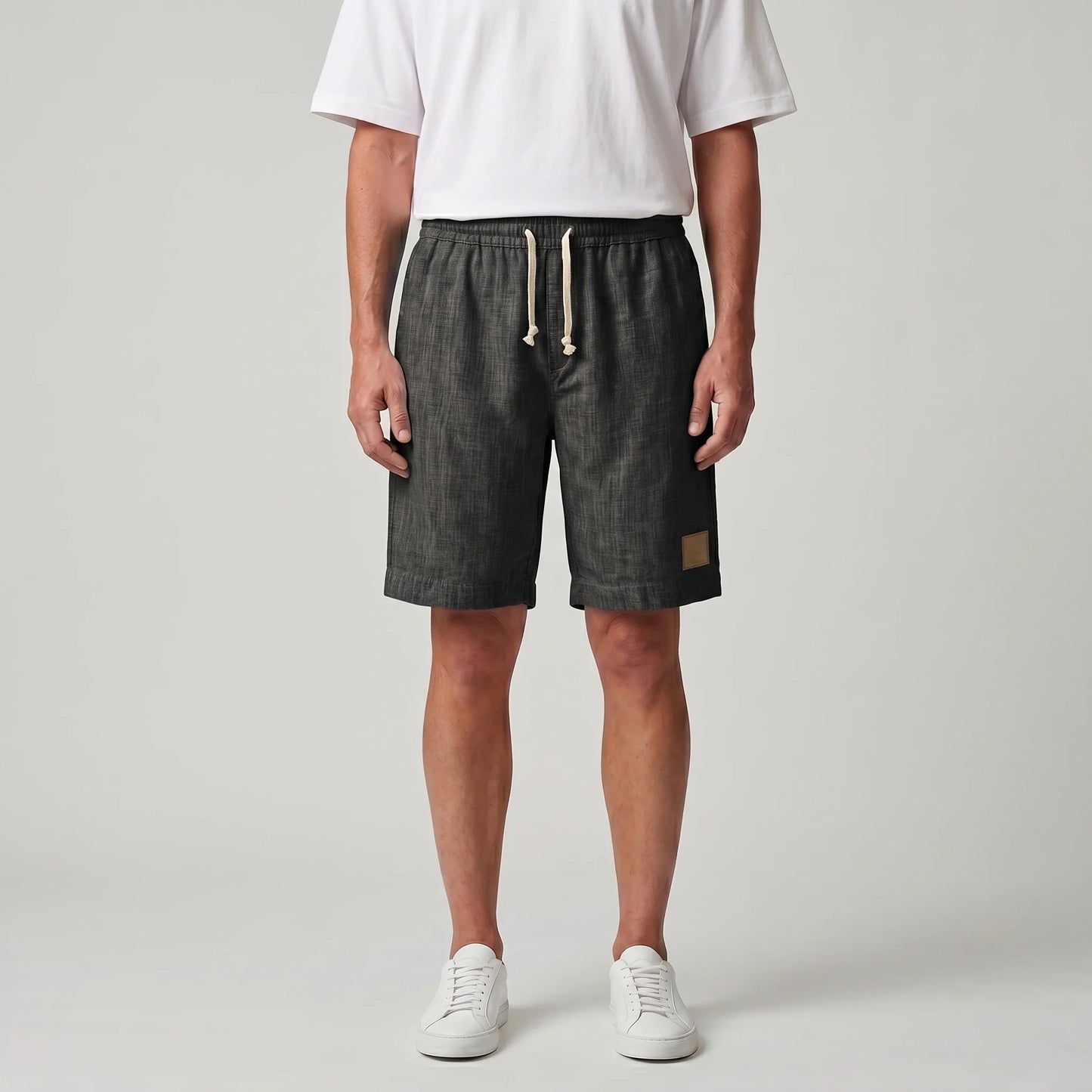 Drawstring Elasticated Patched Pocketed Loose Shorts