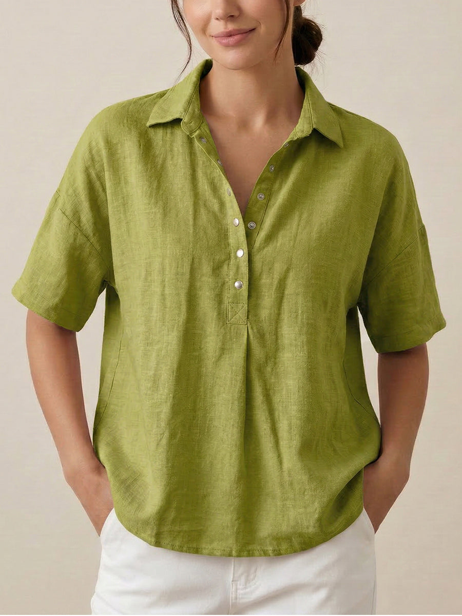 Short Sleeve Button Front Top