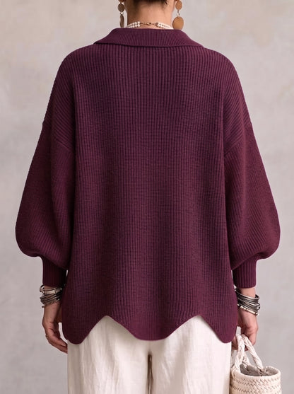 Collared Gold Button Oversized Cardigan