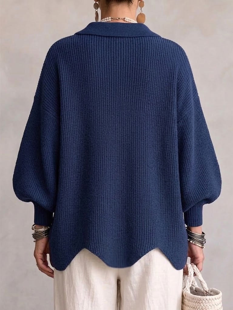 Collared Gold Button Oversized Cardigan
