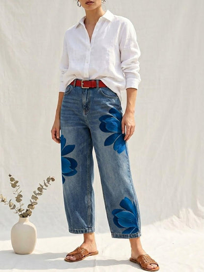 Floral Printed High Waist Trousers